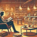 カフェでひとり読書を満喫するための必須アイテムとおすすめメニューのアイキャッチ画像。コーヒーカップや快適な椅子、良い照明のある温かい雰囲気のカフェシーン。